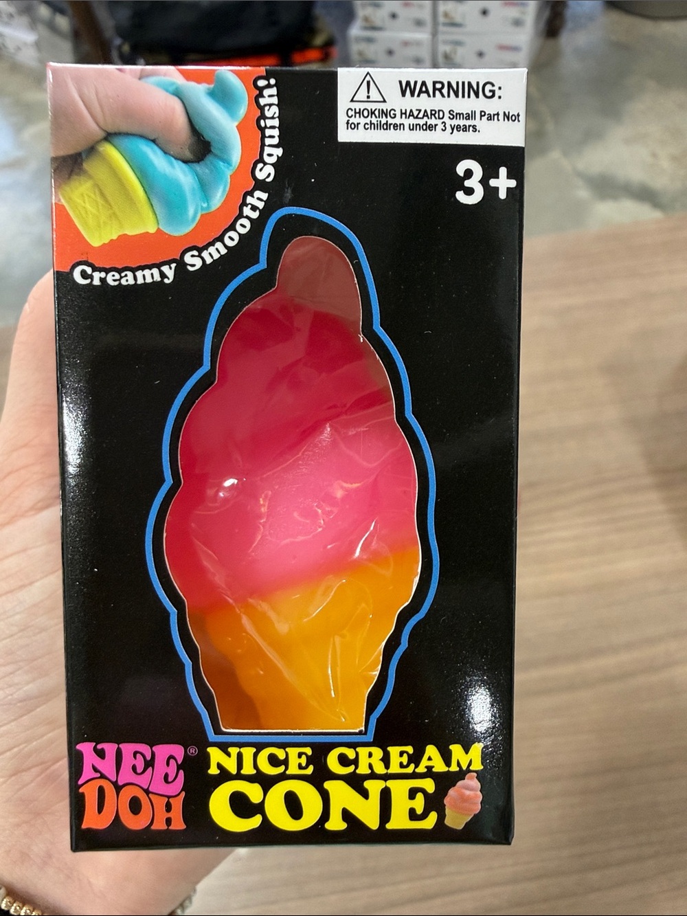 Kids Nice Cream Cone Stress Toy - Pink & Orange